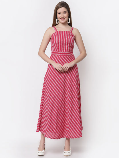 Women's Stylish Cotton Square Neck Sleeveless Printed Dress