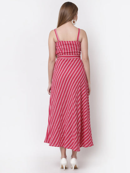 Women's Stylish Cotton Square Neck Sleeveless Printed Dress