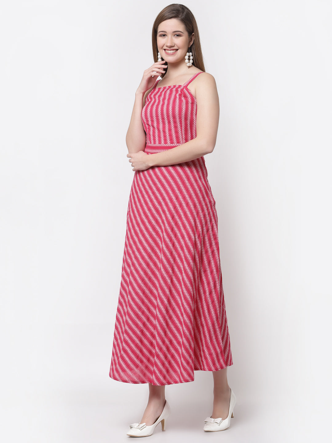 Women's Stylish Cotton Square Neck Sleeveless Printed Dress