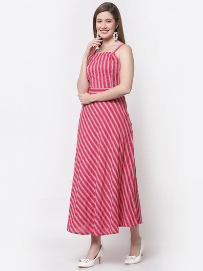 Women's Stylish Cotton Square Neck Sleeveless Printed Dress