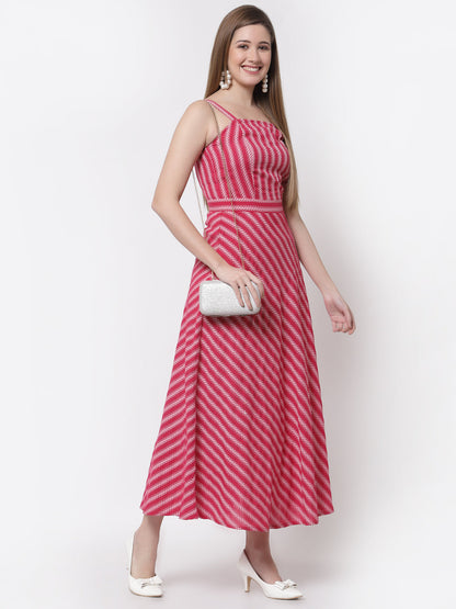 Women's Stylish Cotton Square Neck Sleeveless Printed Dress