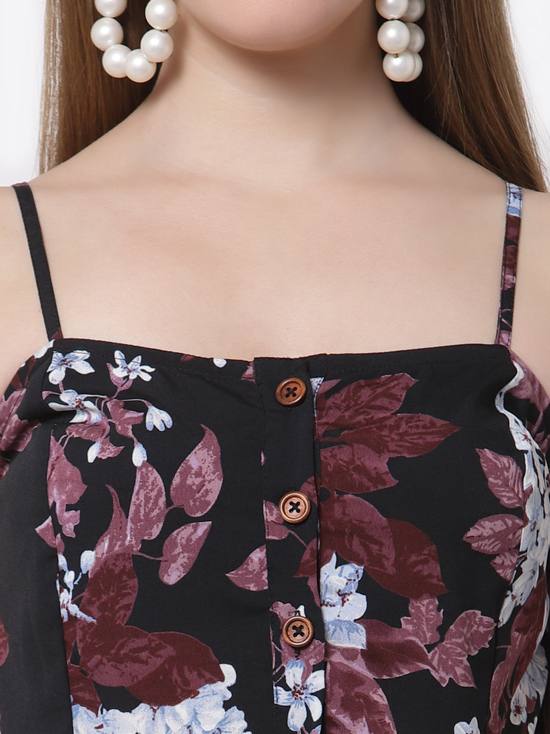 Women's Stylish Crepe Square Neck Sleeveless Printed Dress