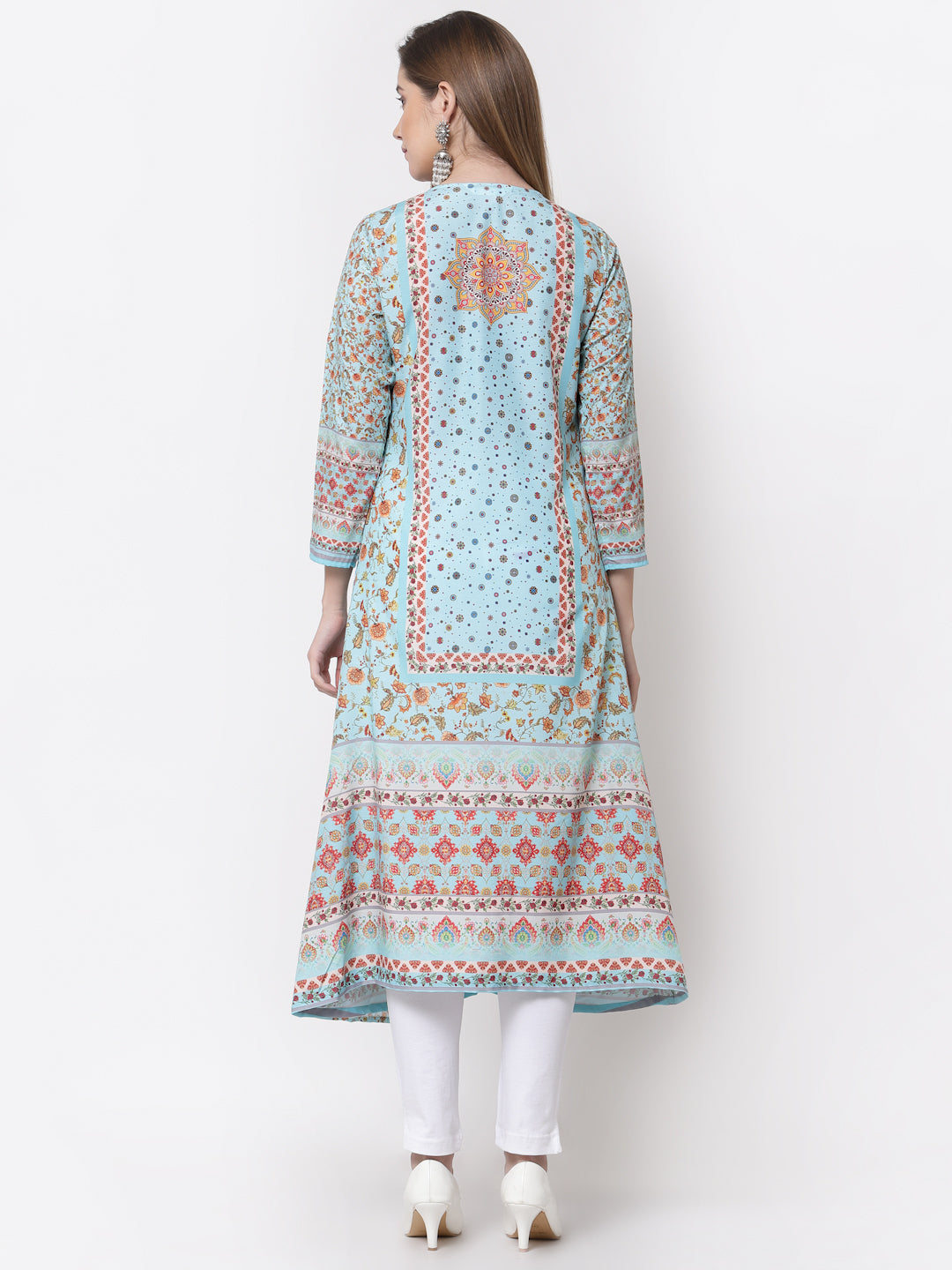 Women's Stylish Cotton Square Neck 3/4 Sleeve Printed Kurta