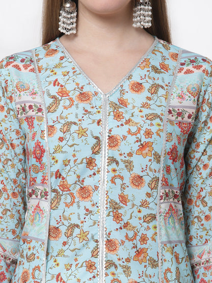 Women's Stylish Cotton Square Neck 3/4 Sleeve Printed Kurta