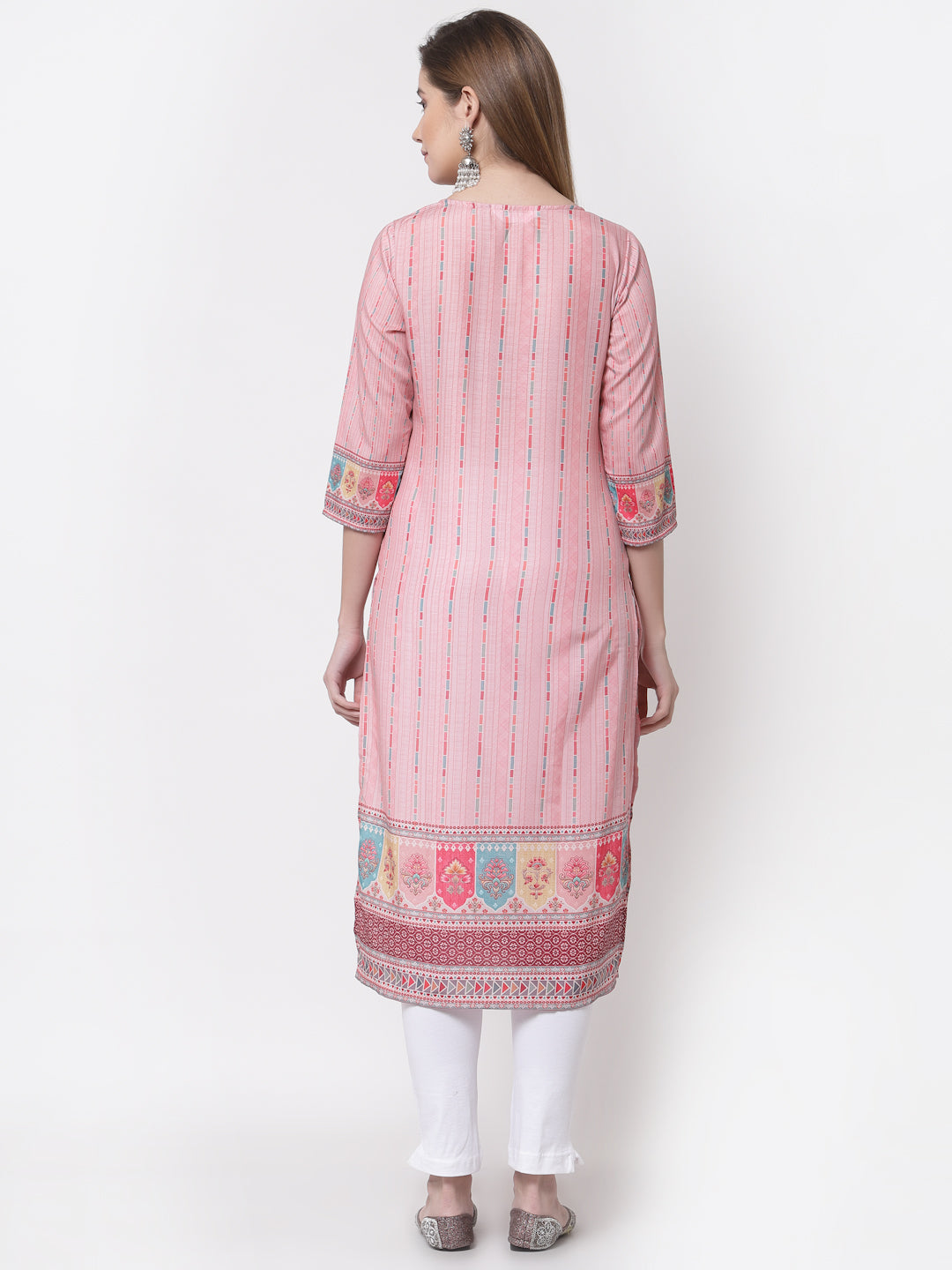 Women's Stylish Cotton Round Neck 3/4 Sleeve Printed Kurta
