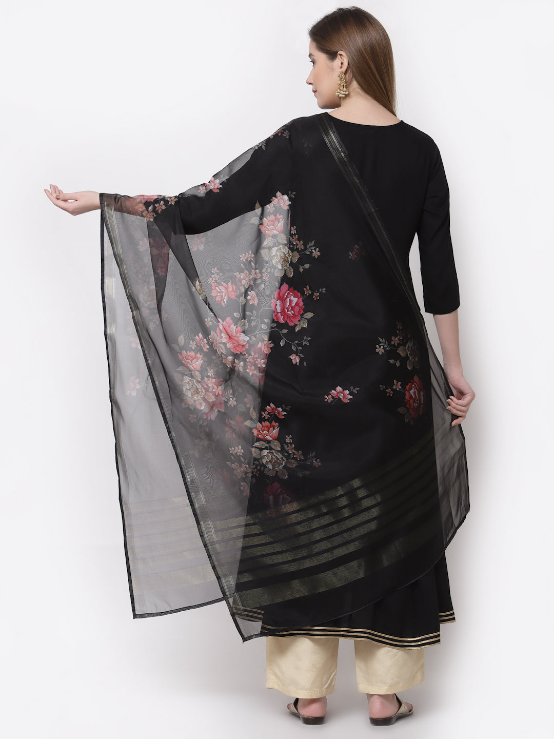 Women's Stylish Rayon V Neck 3/4 Sleeve Embroidered Kurta Dupatta Set