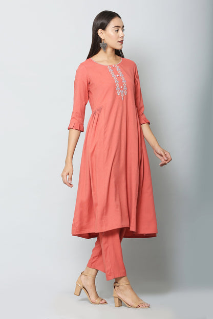 Women's Embroidery Rayon Kurta And Pant With Dupatta Set