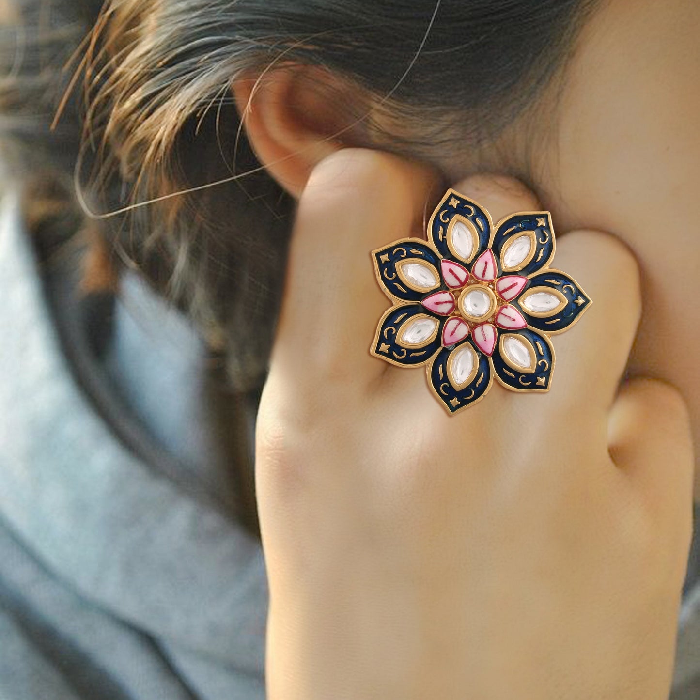 Women's Tradtional Meenakari finger ring