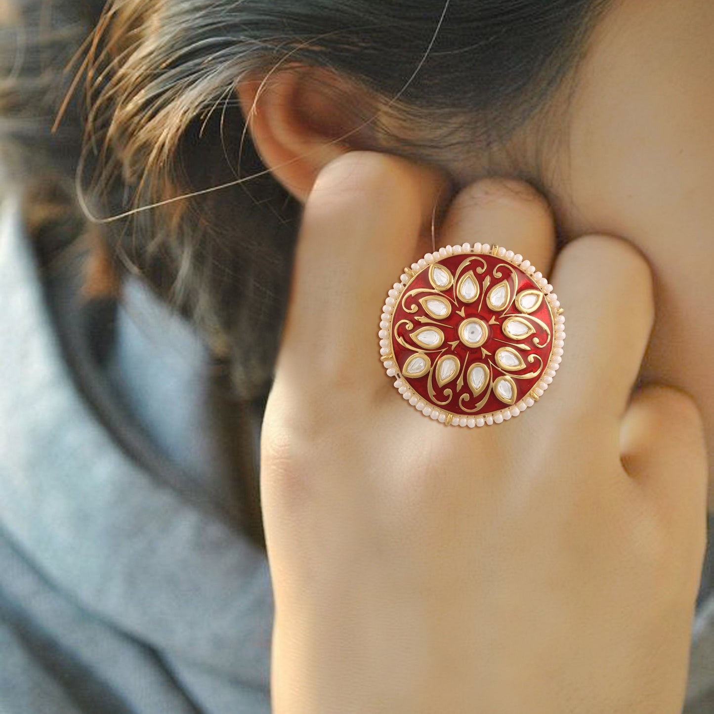 Women's Tradtional Meenakari finger ring