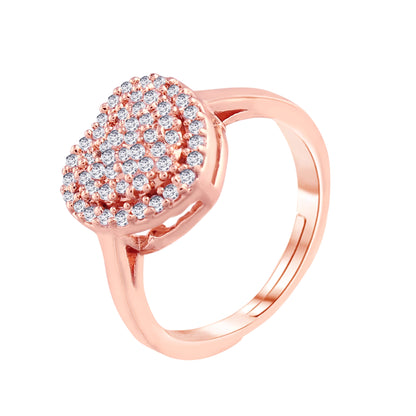 Women's Rose GoldÂ Crystal AD Sparkling Heart Shaped Finger Ring