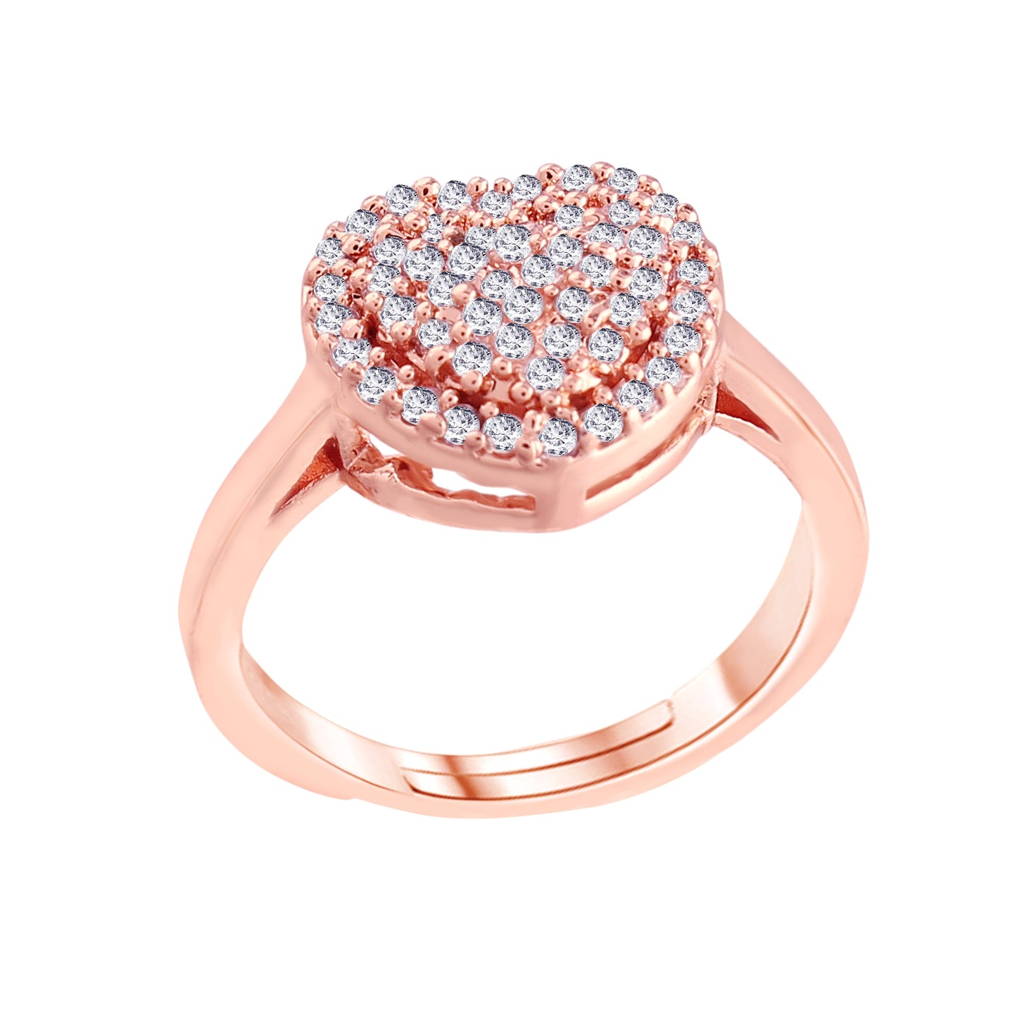 Women's Rose GoldÂ Crystal AD Sparkling Heart Shaped Finger Ring