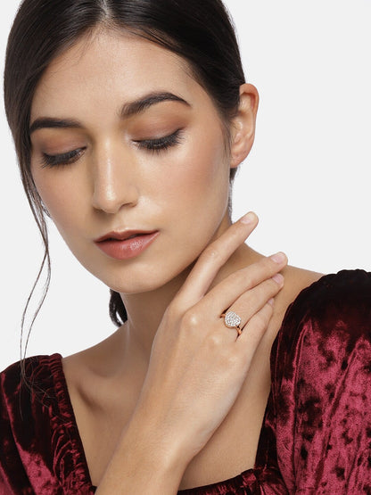 Women's Rose GoldÂ Crystal AD Sparkling Heart Shaped Finger Ring