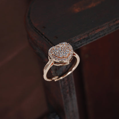 Women's Rose GoldÂ Crystal AD Sparkling Heart Shaped Finger Ring