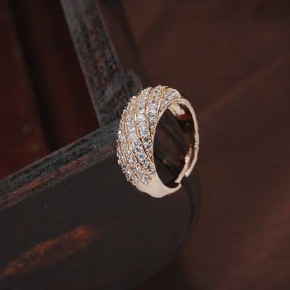 Women's Rose GoldÂ Crystal AD Sparkling Adjustable Finger Ring