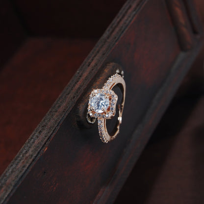 Women's Rose GoldÂ Crystal AD Sparkling Adjustable Finger Ring