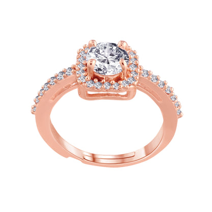 Women's Rose GoldÂ Crystal AD Sparkling Adjustable Finger Ring