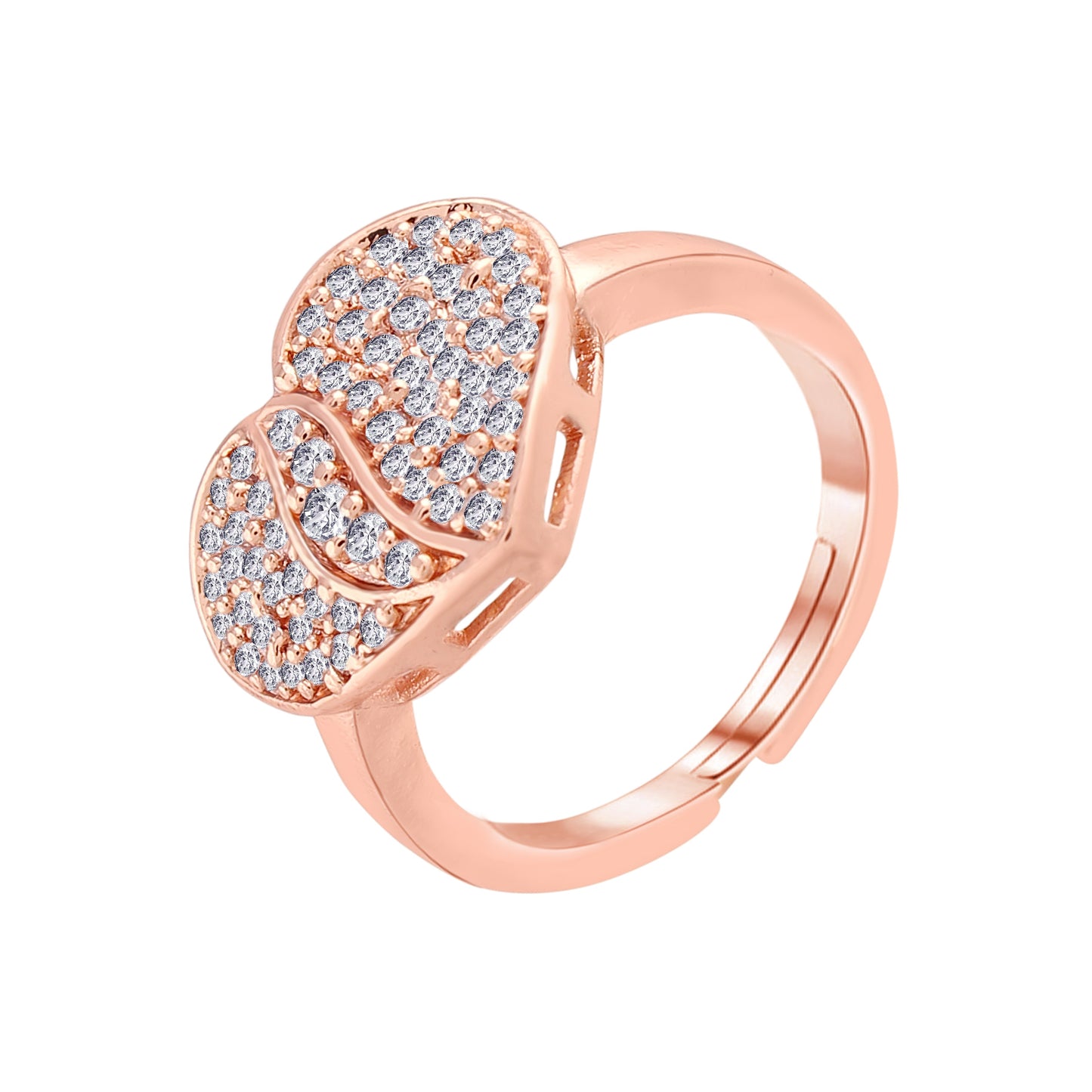Women's Rose GoldÂ Crystal AD Sparkling Heart Shaped Finger Ring