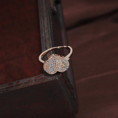 Women's Rose GoldÂ Crystal AD Sparkling Heart Shaped Finger Ring