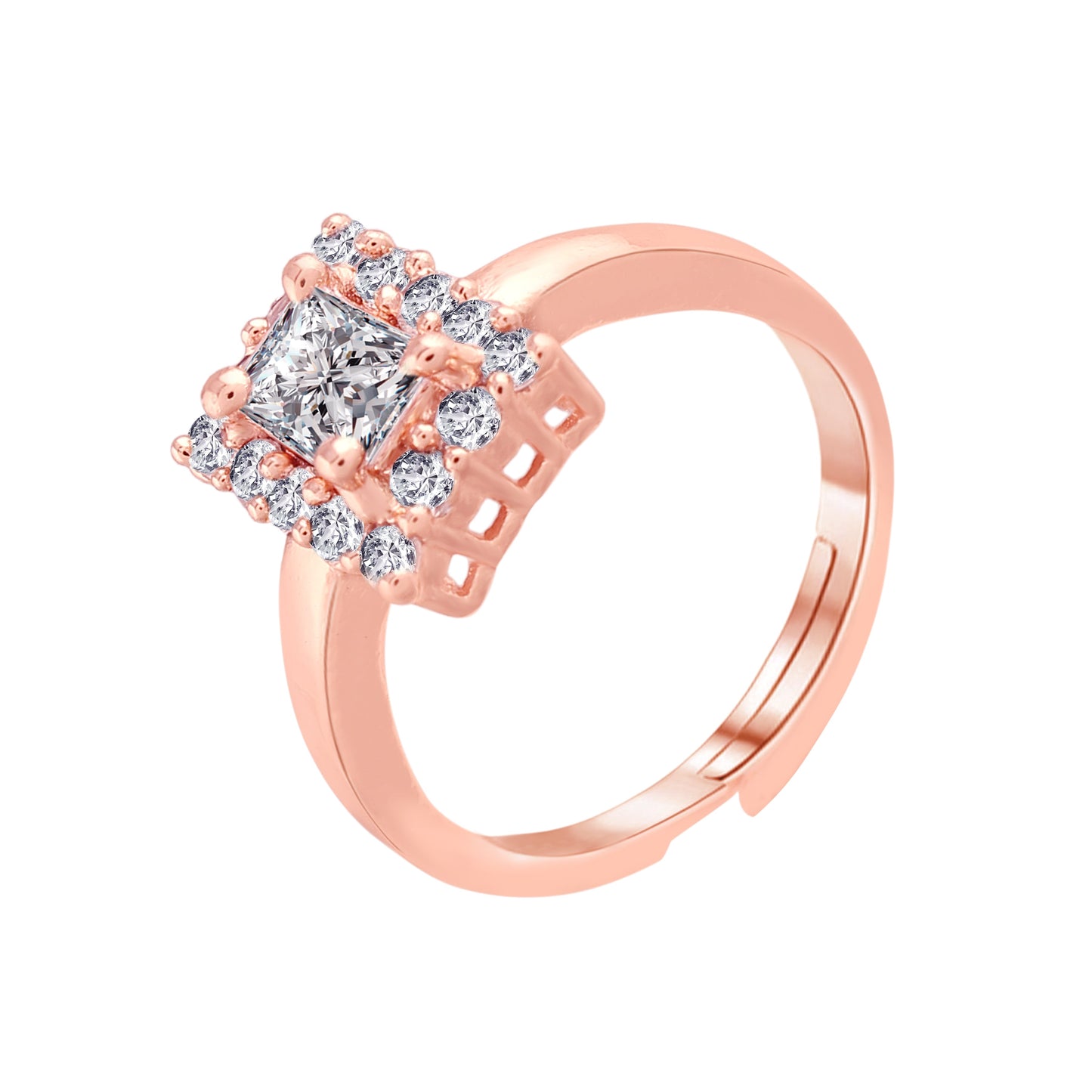 Women's Rose GoldÂ Crystal AD Sparkling Heart Shaped Finger Ring