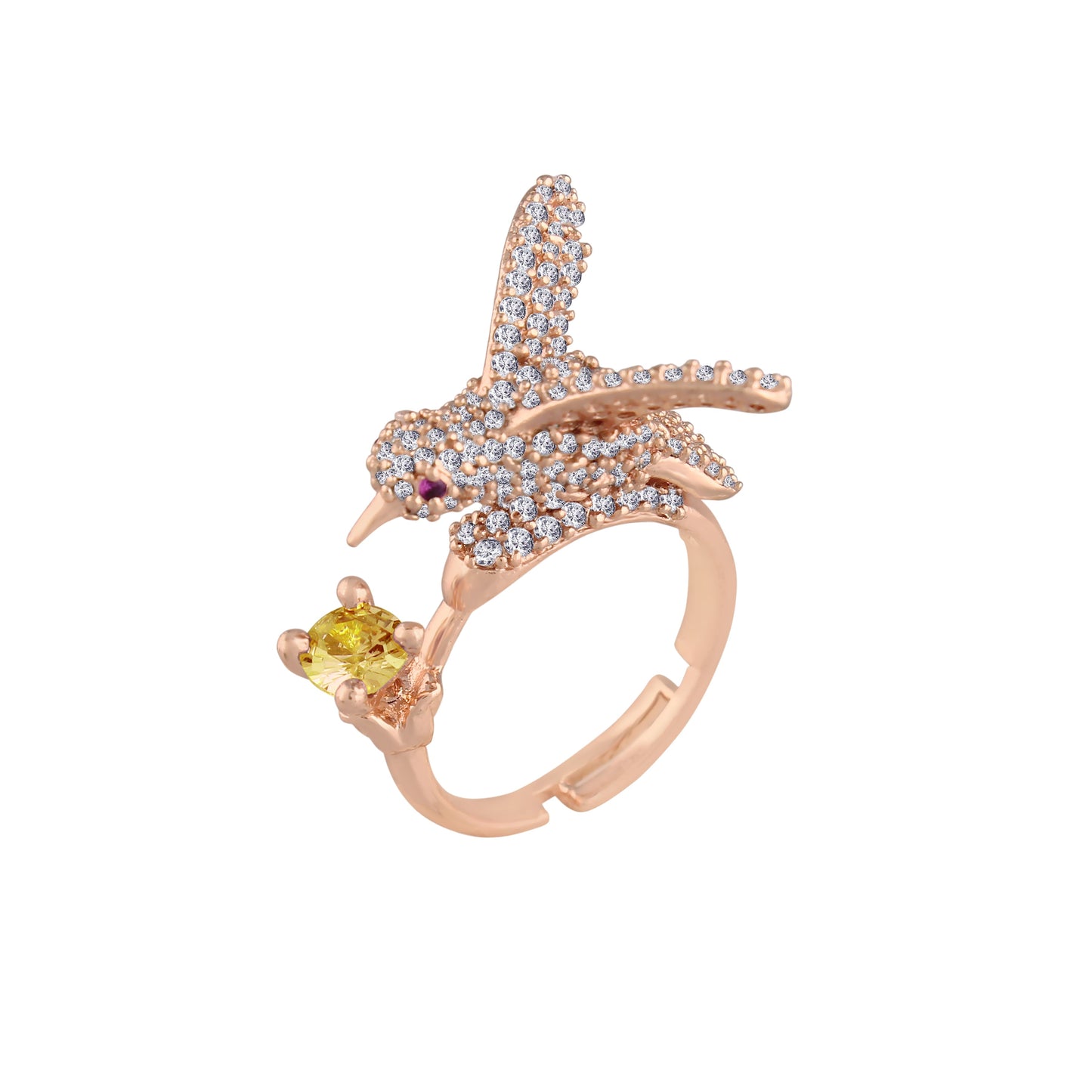 Women's Rose GoldÂ Crystal AD Sparkling  Birds Finger Ring