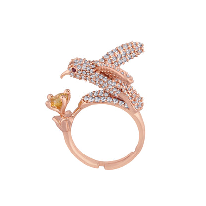 Women's Rose GoldÂ Crystal AD Sparkling  Birds Finger Ring