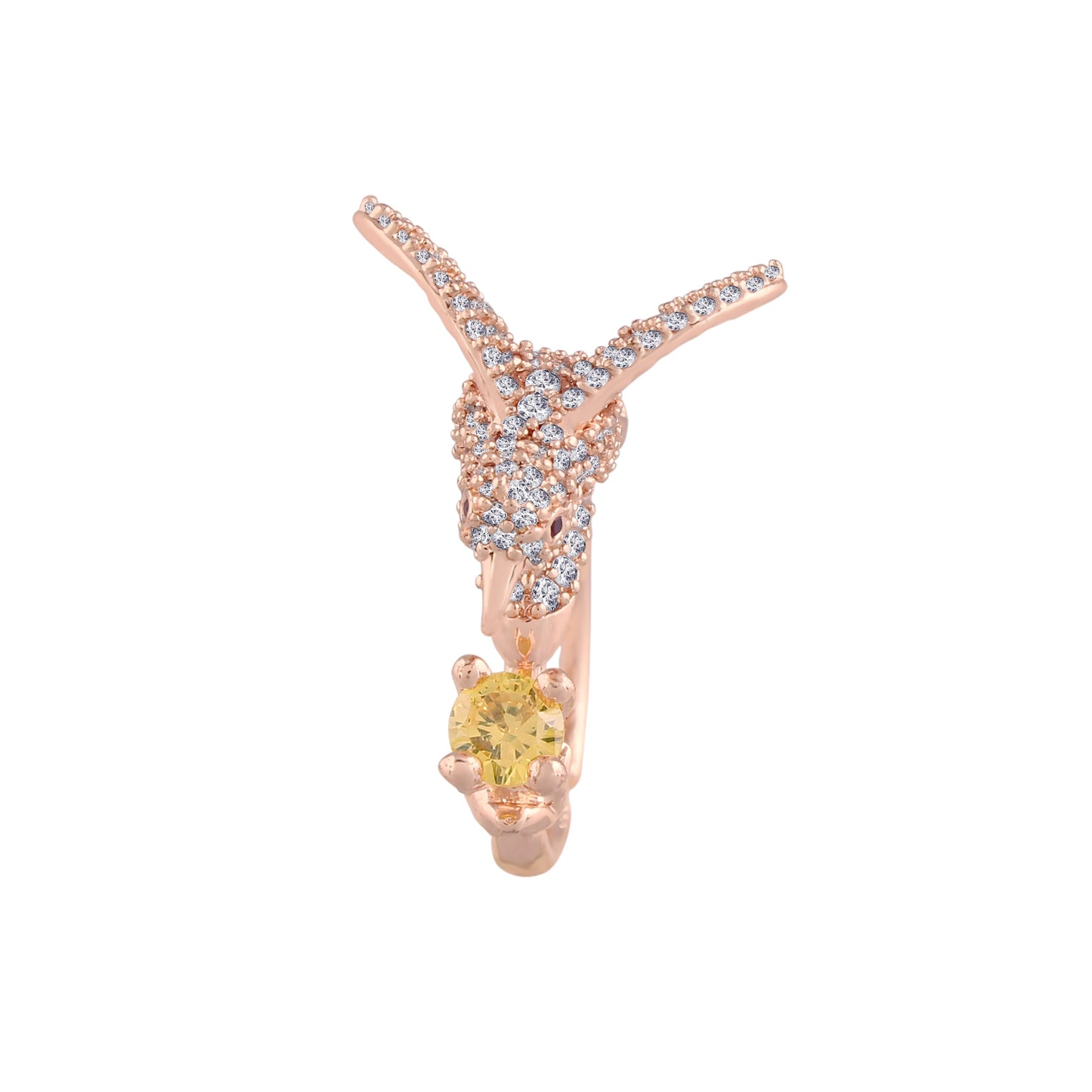 Women's Rose GoldÂ Crystal AD Sparkling  Birds Finger Ring