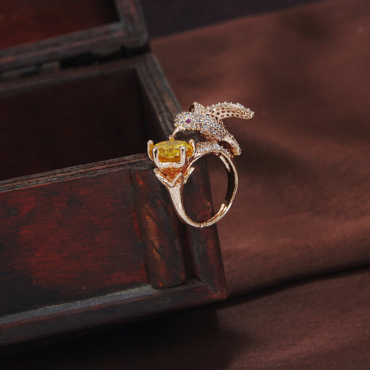 Women's Rose GoldÂ Crystal AD Sparkling  Birds Finger Ring