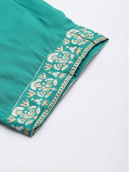 Women's Rama Rayon Panelled Printed A-Line Kurta Trouser Set With Dupatta