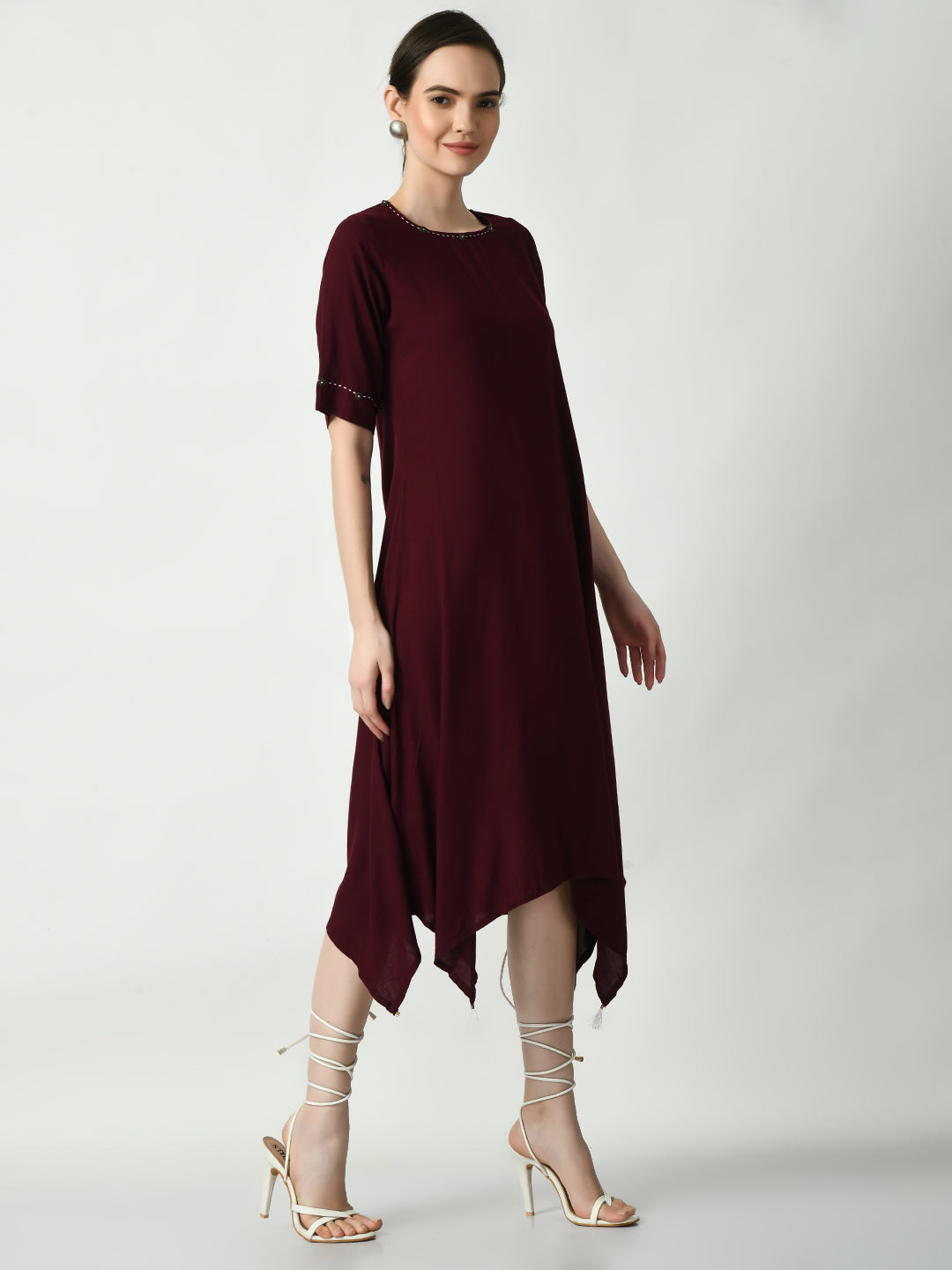 Women's Coffee Brown A-Line Solid Kurta