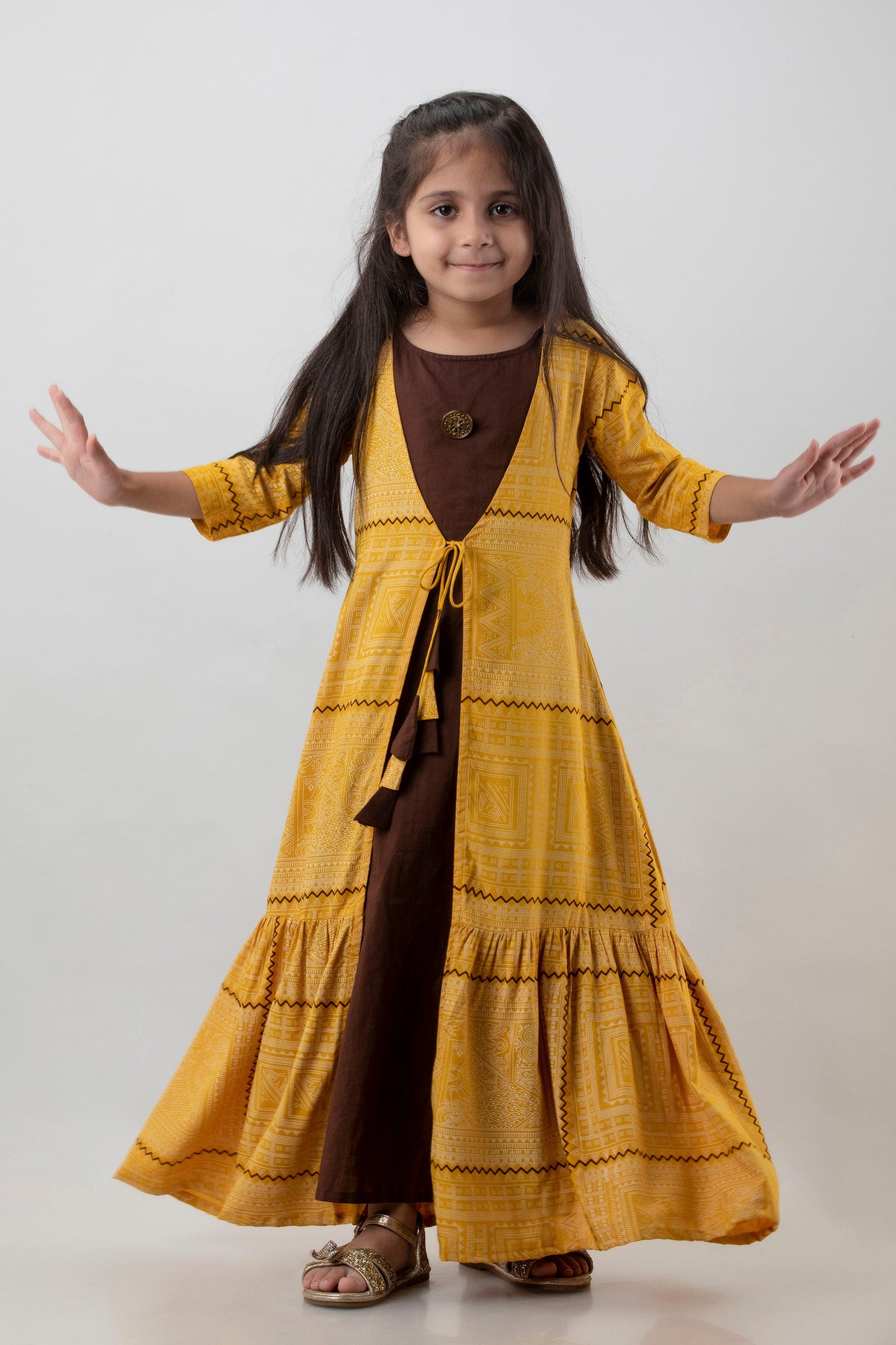 Girls Red & Pink Rayon No Work Anarkali
