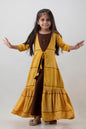 Girls Red & Pink Rayon No Work Anarkali