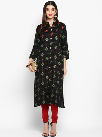 Women's Black Rayon Kurta By Vbu