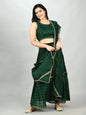Green Georgette Printed Sleeveless Round Neck Casual Blouse Lehenga Dupatta Set