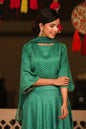 Women's Green Dull Satin Printed Lehenga Choli & Dupatta Set