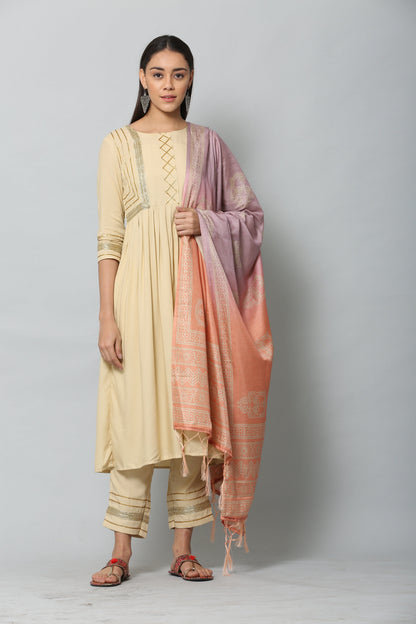 Women's Peach Color Art Silk Digital Printed Dupatta