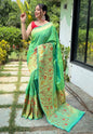 Women's Pistachio Green Paithani Big Border Saree
