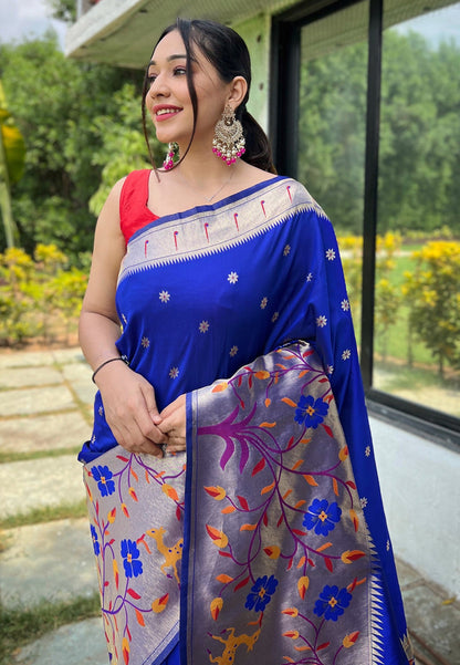 Women's Violet Paithani Big Border Saree