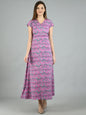 Women's Purple Polyester Printed Short Sleeve V Neck Casual Dress