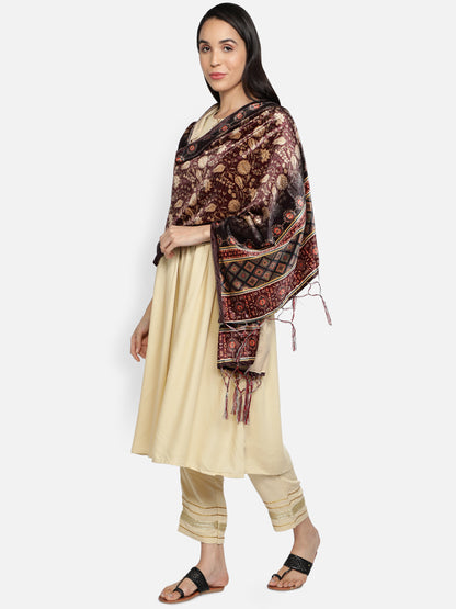 Women's Multicolored Polyster Velvet  Digital Printed Dupatta