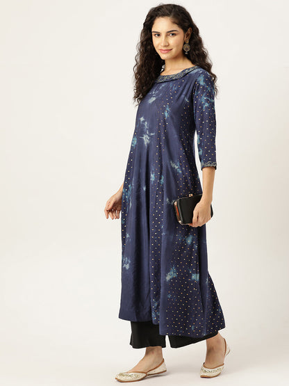Women's Flared A-Line Dress (Blue)