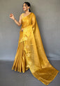 Women's Yellow Gold Gulabo Banarasi Tissue Silk Zari Saree