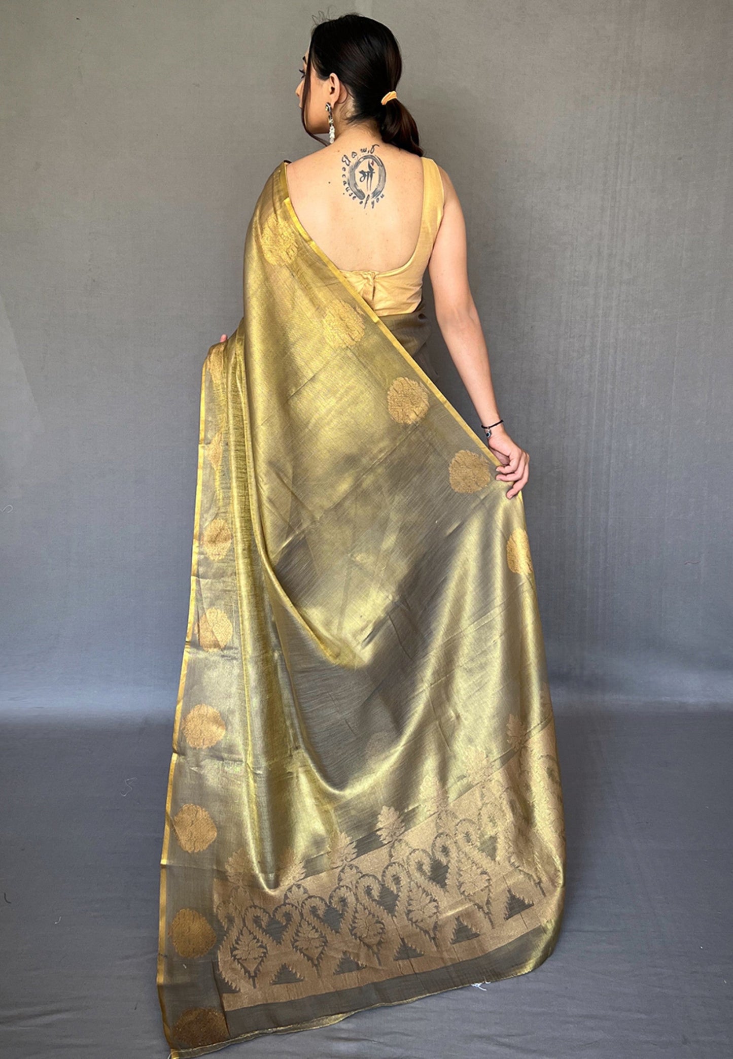Women's Mehendi Green Gulabo Banarasi Tissue Silk Zari Saree
