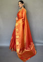 Women's Rust Orange Gulabo Banarasi Tissue Silk Zari Saree