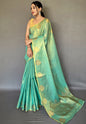 Women's Sea Green Gulabo Banarasi Tissue Silk Zari Saree