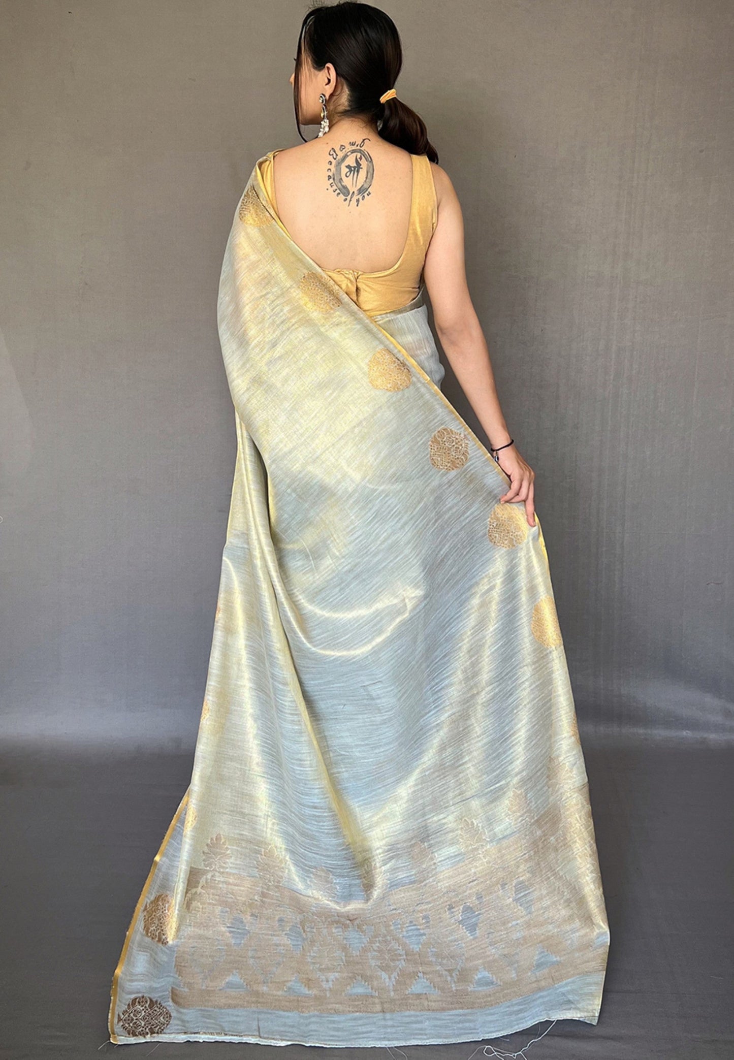 Women's Sky Blue Gulabo Banarasi Tissue Silk Zari Saree
