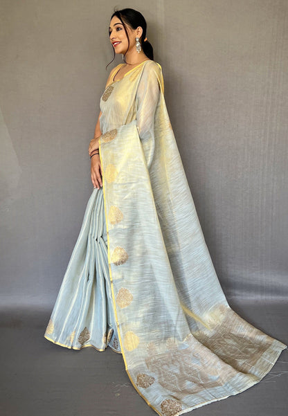 Women's Sky Blue Gulabo Banarasi Tissue Silk Zari Saree
