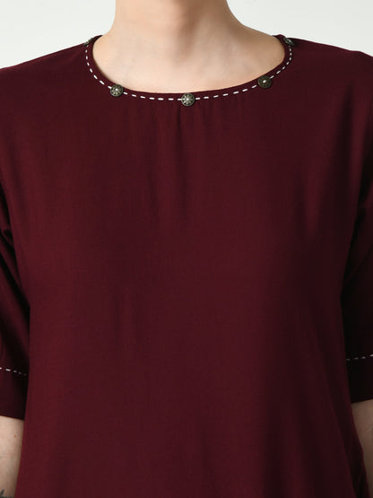 Women's Coffee Brown A-Line Solid Kurta