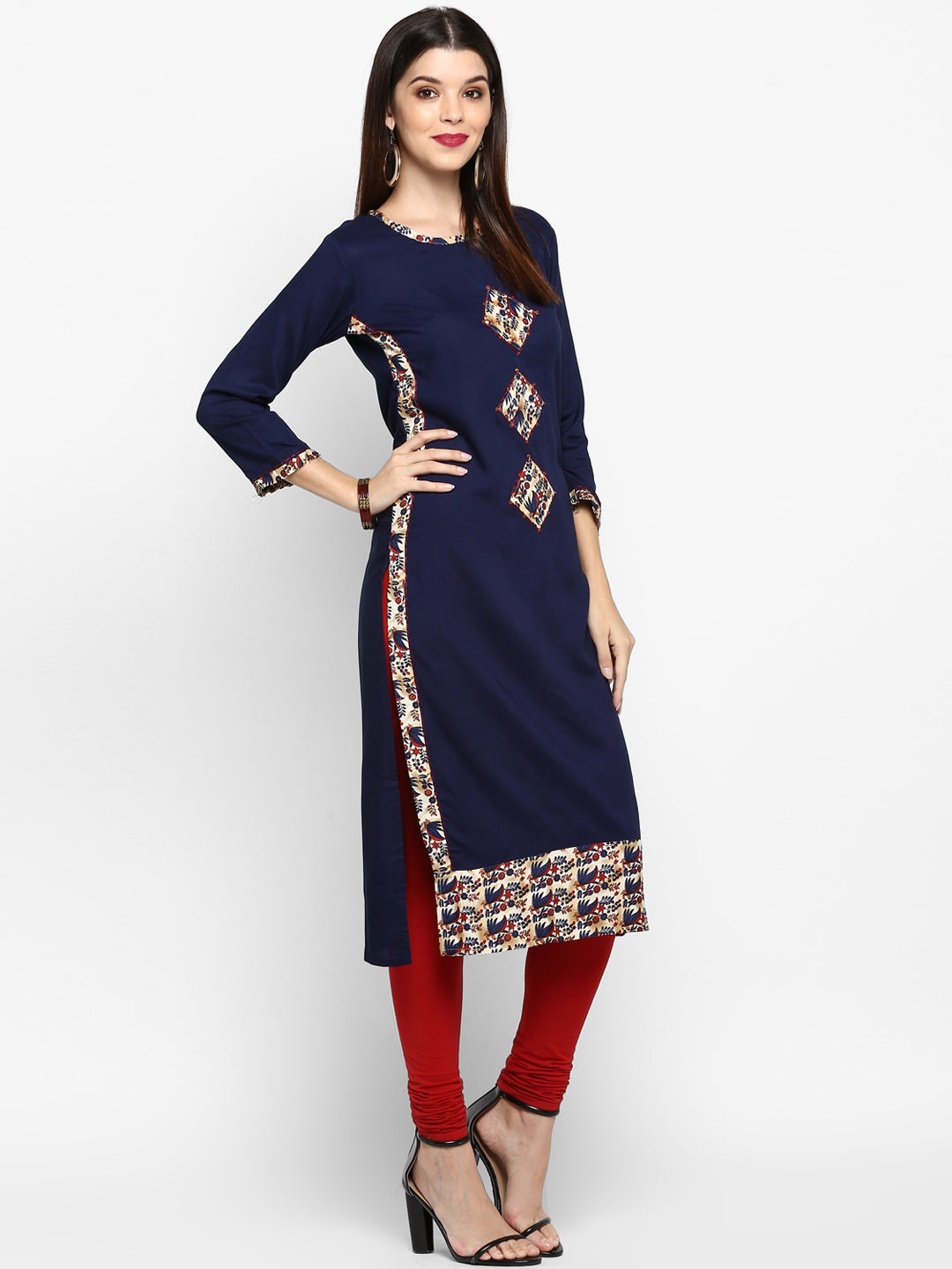 Women's Printed Blue Kurta By Vbuyz- (