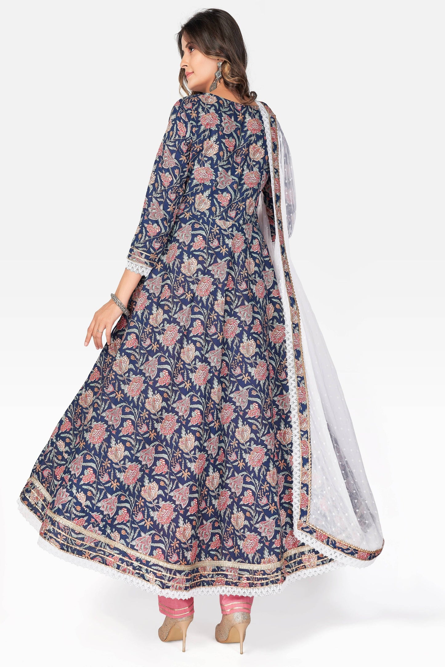 Women's Blue Anarkali Kurta With Pant & Dupatta By Vbuyz (3