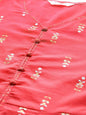 Women's Maroon Cotton Printed Half Sleeve Casual Kurta Skirt Set